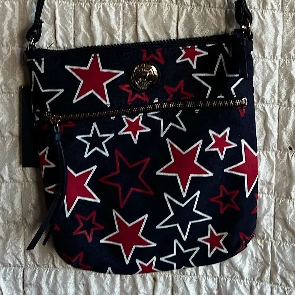 TOMMY Hilfiger Red-White-Blue canvas star crossbody NWT